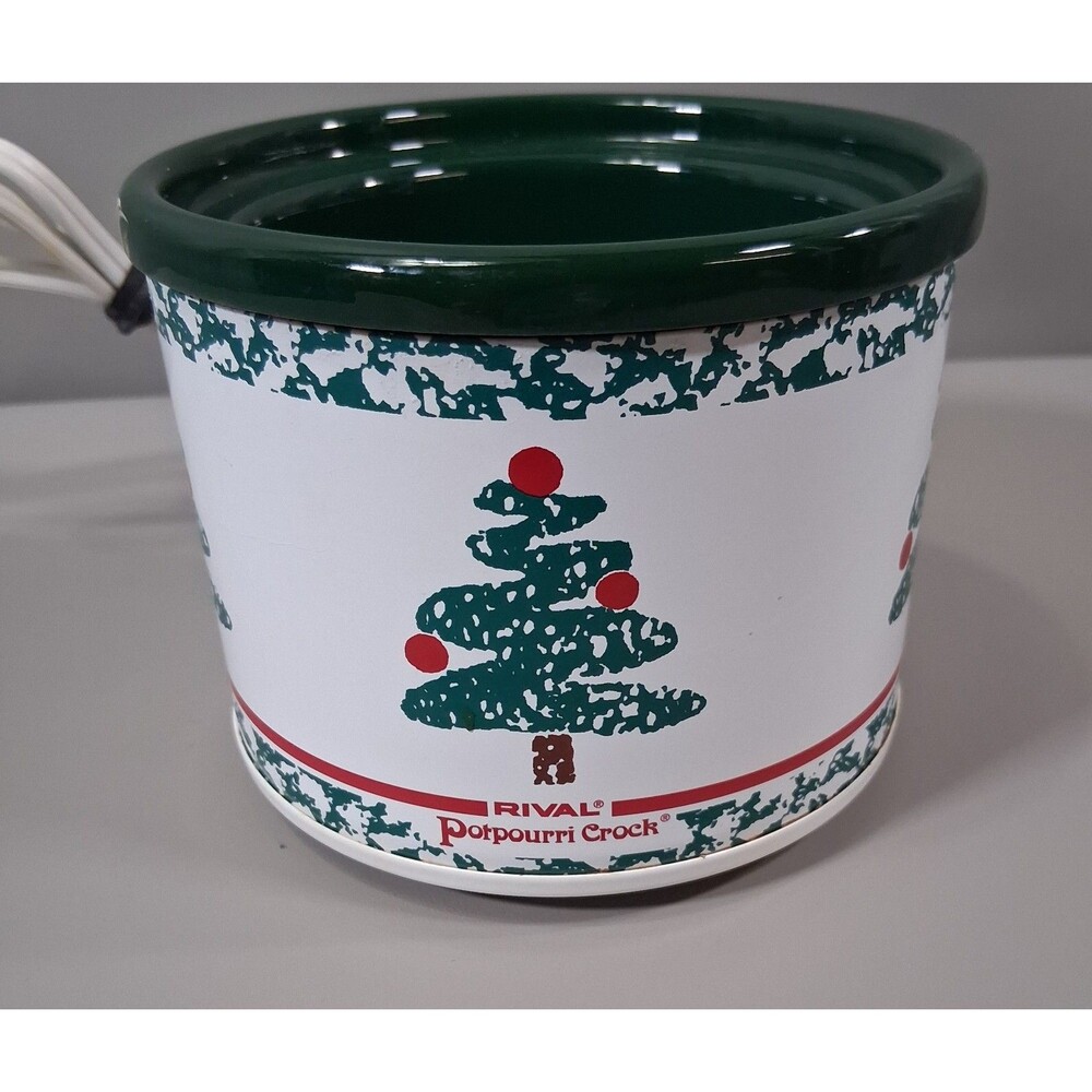 Rival 3206 Potpourri Crock Electric Christmas Tree Hunter Green USA Vintage